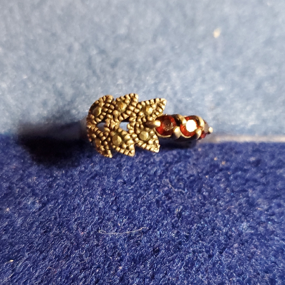 Silver and Red Women's Ring
